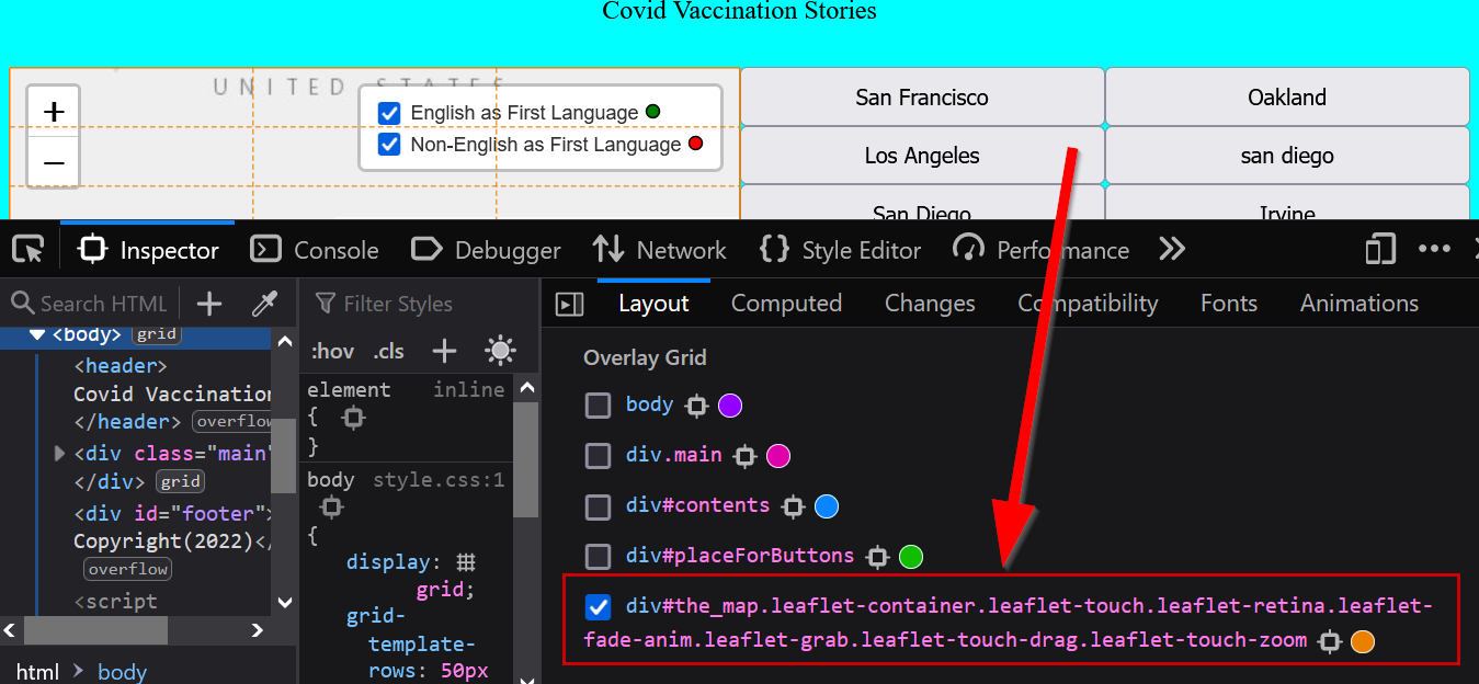 Inspecting our grid in Firefox